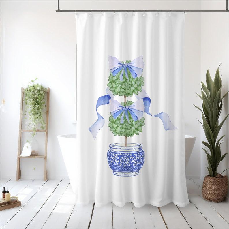 Modern Farmhouse Botanical Shower Curtain - Blue Bow Chinoiserie Planter Art For French Cottage & Boho Bath Decor W60H190(CM)-1 Pcs
Modern Farmhouse Botanical Shower Curtain - Blue Bow Chinoiserie Planter Art For French Cottage & Boho Bath Decor W60H190(CM)-1 Pcs