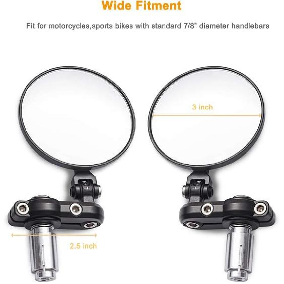 Universal Motorcycle Mirrors - 3 Inch Round Folding Bar End Side Mirror for Honda, Scooter, Suzuki, Yamaha, Kawasaki, Victory, Harley Davidson and
Universal Motorcycle Mirrors - 3 Inch Round Folding Bar End Side Mirror for Honda, Scooter, Suzuki, Yamaha, Kawasaki, Victory, Harley Davidson and