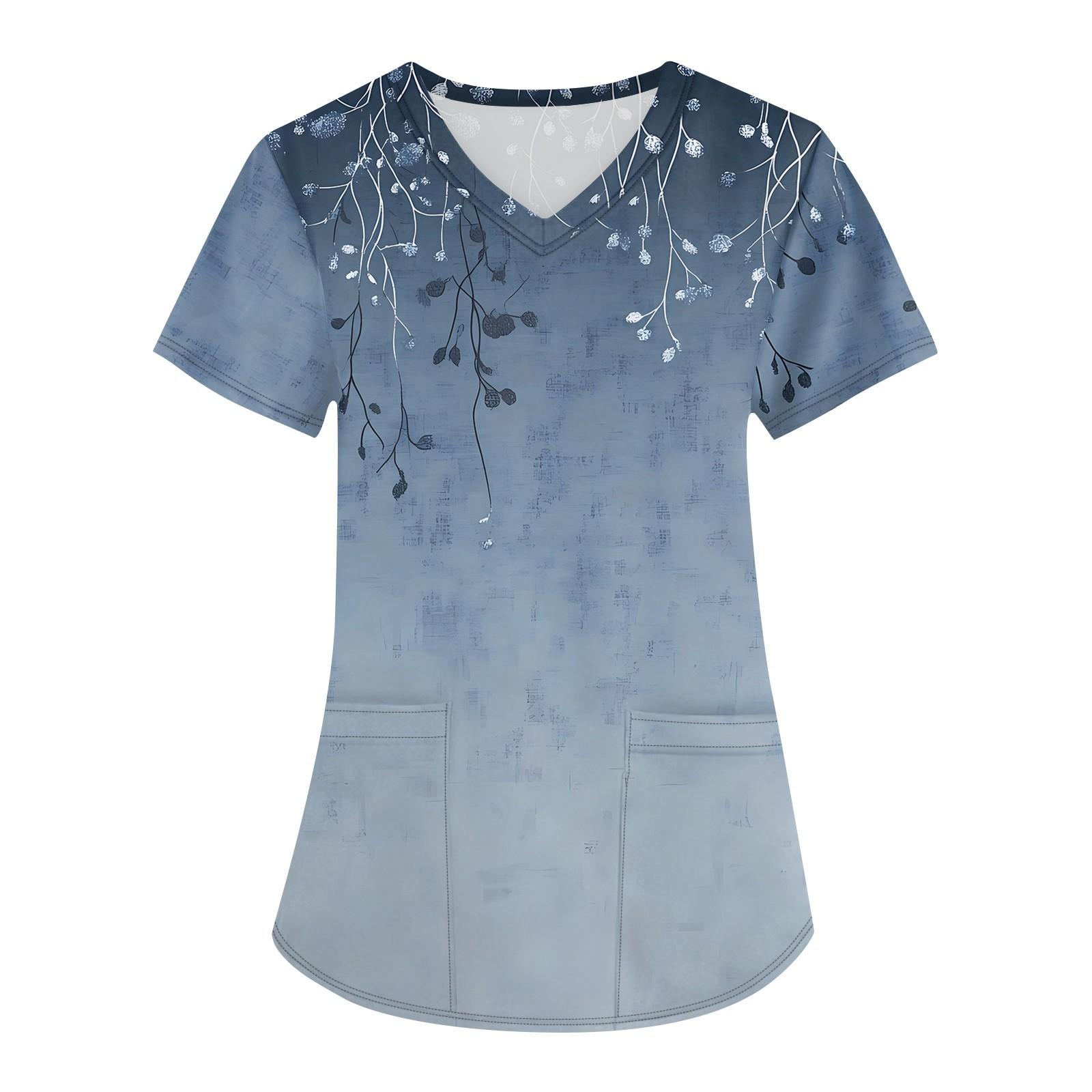 Женская мода с v-образным вырезом, короткими рукавами и карманами, топы с принтом L
Женская мода с v-образным вырезом, короткими рукавами и карманами, топы с принтом L