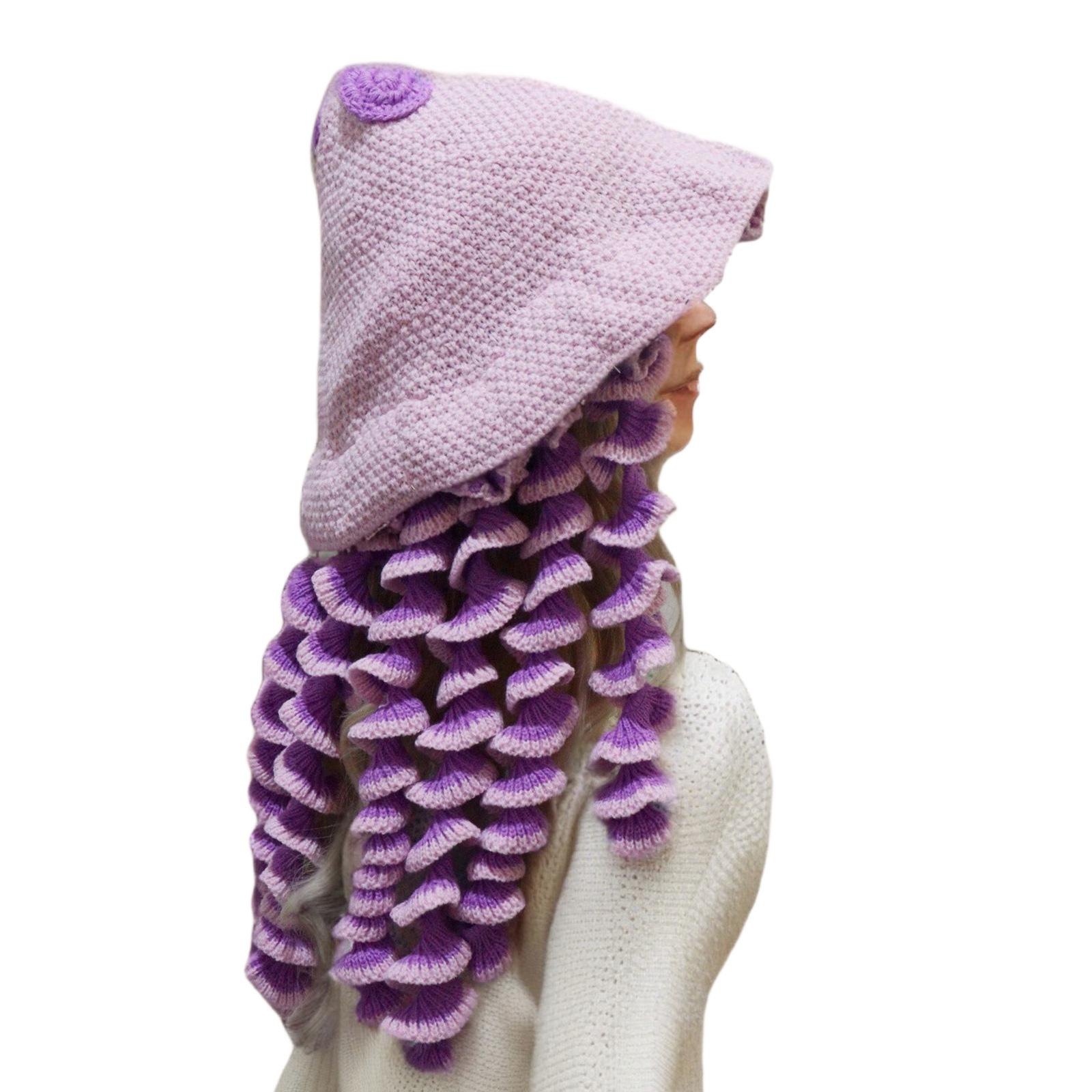 Прекрасная шапка в форме медузы, толстая теплая вязаная шапка-рыбак для комфорта и тепла, подростковая женская шапка, подходящая ко всему 2