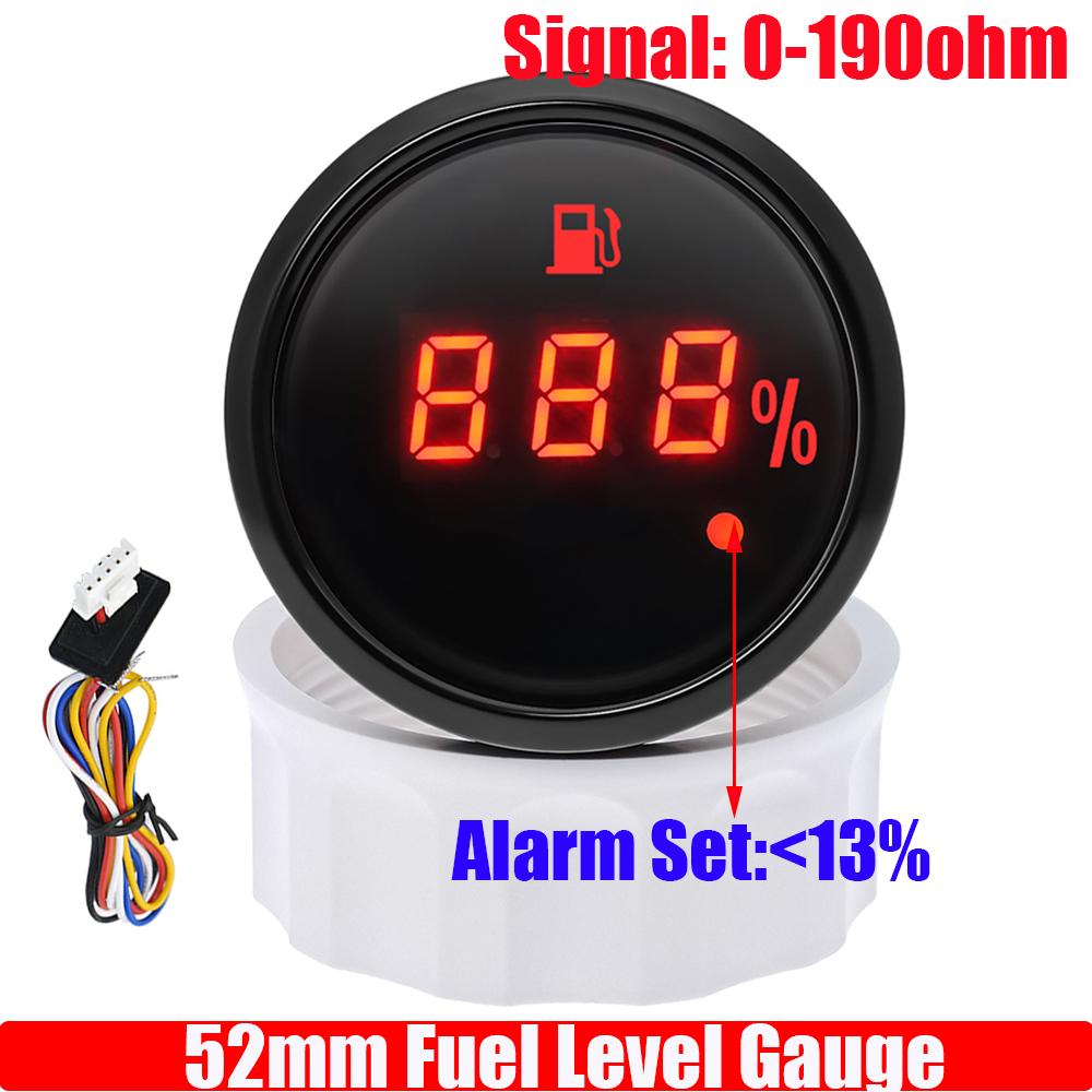 Digital 52mm Fuel Level Gauge with Flash Alarm+A5 Fuel Level Sensor 0-190 Ohm Oil Tank Meter Indicator for Car Boat Motor 9-32V only Gauge
Digital 52mm Fuel Level Gauge with Flash Alarm+A5 Fuel Level Sensor 0-190 Ohm Oil Tank Meter Indicator for Car Boat Motor 9-32V only Gauge