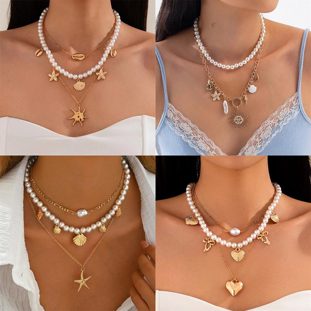 Holiday Travel Starfish Pendant Necklace Alloy Beads Shell Necklace Layered Choker Chain for Women 3
Holiday Travel Starfish Pendant Necklace Alloy Beads Shell Necklace Layered Choker Chain for Women 3
