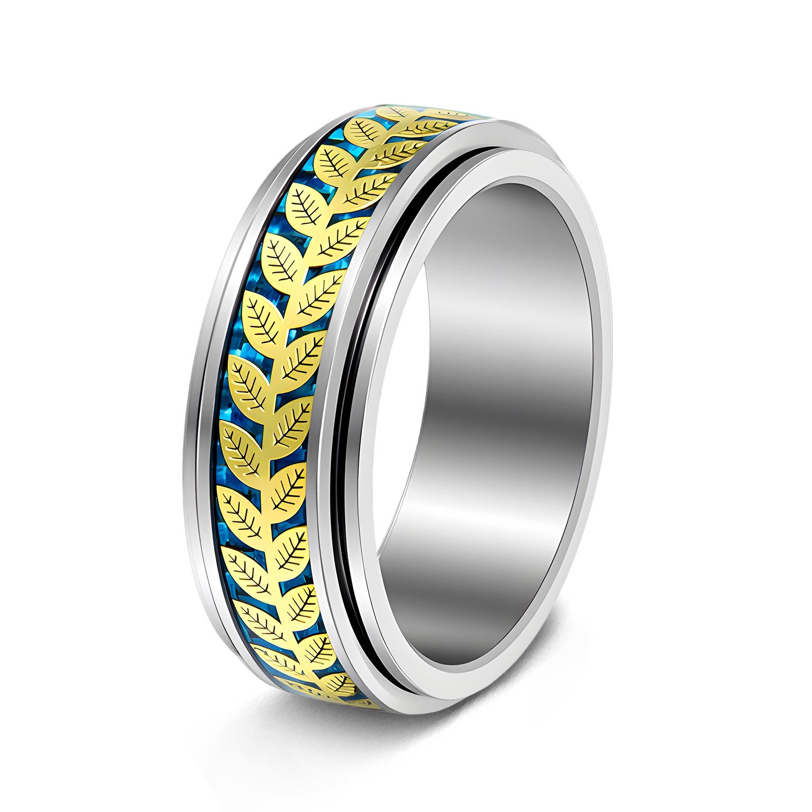 Rotating Titanium Steel Ring with Personalized Leaf Texture Carbon Fiber Sticker for Men and Women. Size 13
Rotating Titanium Steel Ring with Personalized Leaf Texture Carbon Fiber Sticker for Men and Women. Size 13
