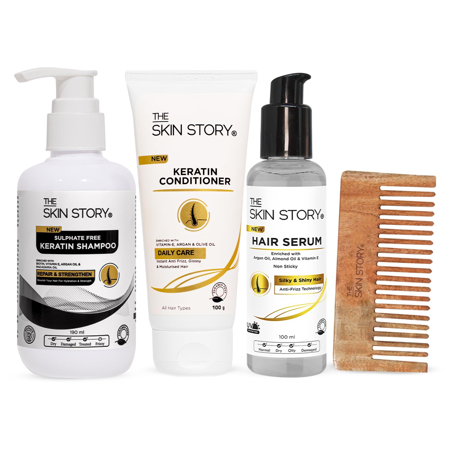 The Skin Story Sulphate & Paraben Free Frizzy Hair Care Trio ( Shampoo + Conditioner + Serum), For Dry & Frizzy Hair
The Skin Story Sulphate & Paraben Free Frizzy Hair Care Trio ( Shampoo + Conditioner + Serum), For Dry & Frizzy Hair