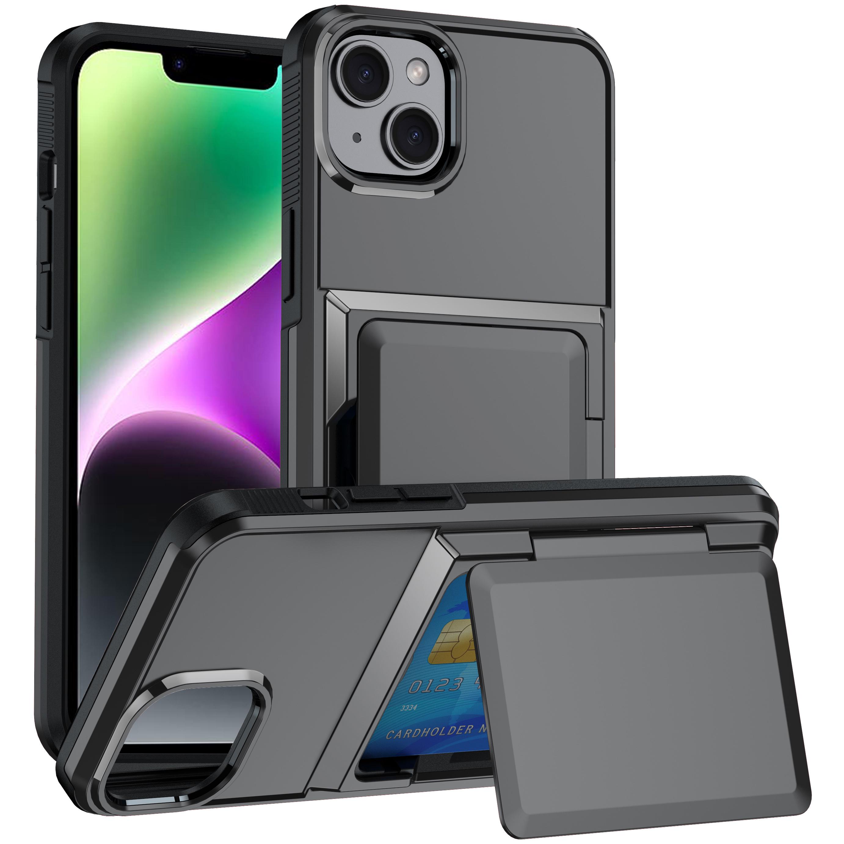 For iPhone 14 Cases Card Slot TPU+PC Kickstand Phone Case Grey
For iPhone 14 Cases Card Slot TPU+PC Kickstand Phone Case Grey