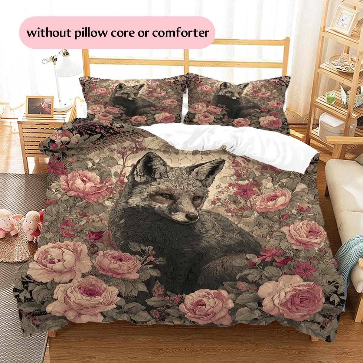 Fox and Rose Pattern Bedding Home Decoration Birthday Gift (1 * duvet cover + 2 * pillowcase, without core) 135x200cm
Fox and Rose Pattern Bedding Home Decoration Birthday Gift (1 * duvet cover + 2 * pillowcase, without core) 135x200cm