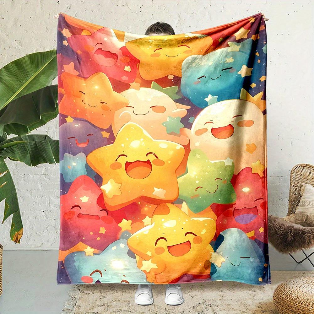 Colorful star and smiling face patterns Flannel printed blanket suitable for all seasons for living room office sofa and travel 75x100cm
Colorful star and smiling face patterns Flannel printed blanket suitable for all seasons for living room office sofa and travel 75x100cm