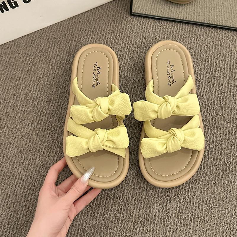 Bow-tie thick-soled slippers for women to wear one-word fairy versatile new sandals skirt with summer 35
Bow-tie thick-soled slippers for women to wear one-word fairy versatile new sandals skirt with summer 35