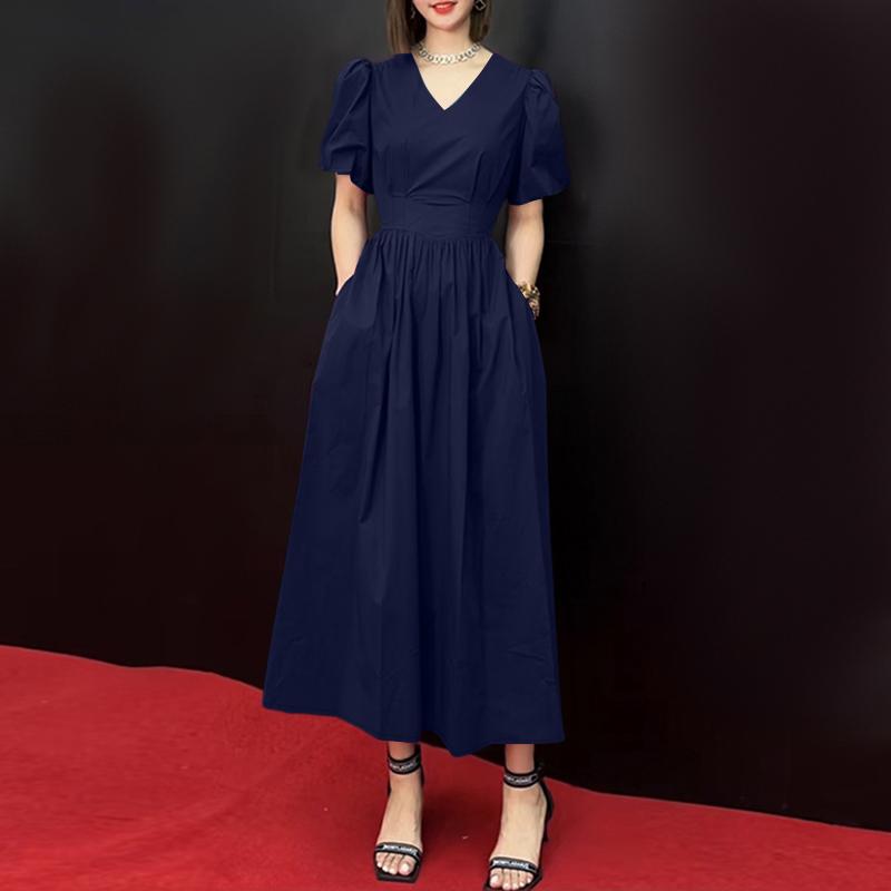 ZANZEA Женское повседневное летнее платье с коротким рукавом и V-образным вырезом 2XL тёмно-синий
ZANZEA Женское повседневное летнее платье с коротким рукавом и V-образным вырезом 2XL тёмно-синий