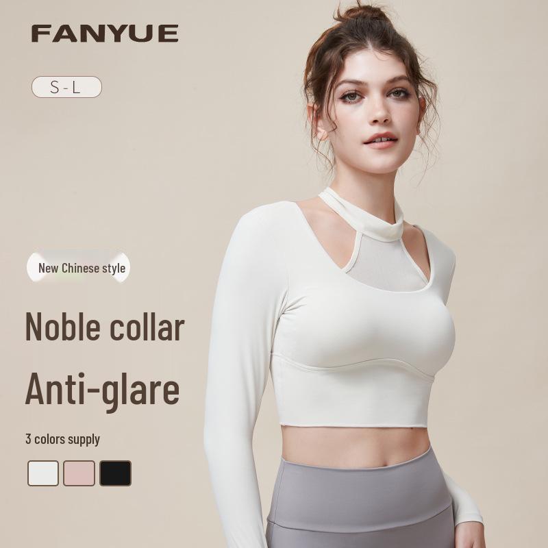 Spring Summer Chinese Style Mesh Collar Yoga Suit - Long Sleeve, Tie Neck, U-Back with Fixed Cups for Women Medium молоко, білий колір
Spring Summer Chinese Style Mesh Collar Yoga Suit - Long Sleeve, Tie Neck, U-Back with Fixed Cups for Women Medium молоко, білий колір