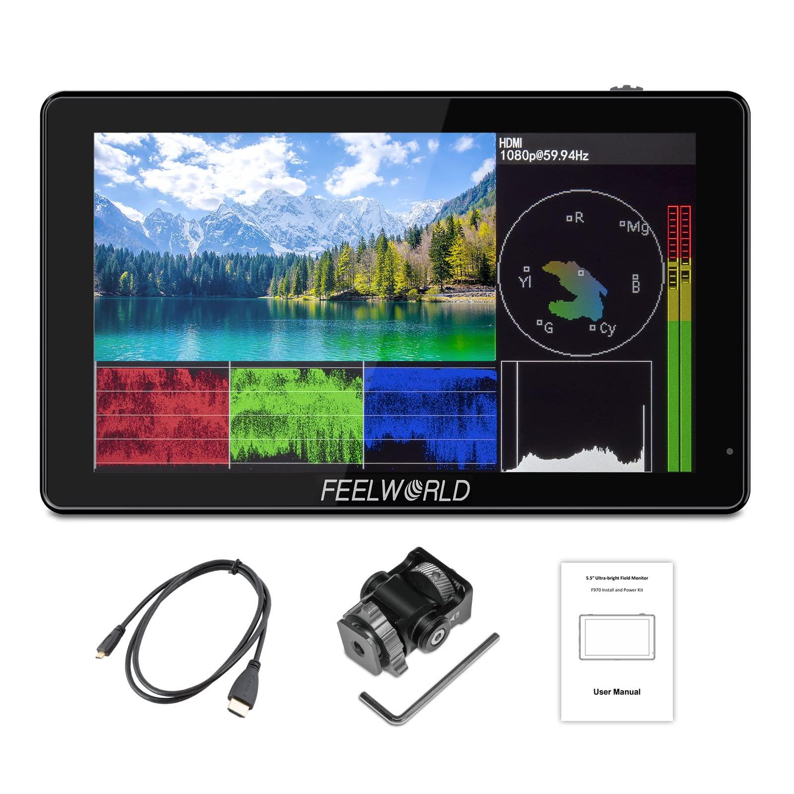 FEELWORLD LUT5 3000nit Touchscreen DSLR Camera Field F970 with External Power Supply and Installation 4K HDMI 1920x1080 IPS Panel 5.5-inch
FEELWORLD LUT5 3000nit Touchscreen DSLR Camera Field F970 with External Power Supply and Installation 4K HDMI 1920x1080 IPS Panel 5.5-inch