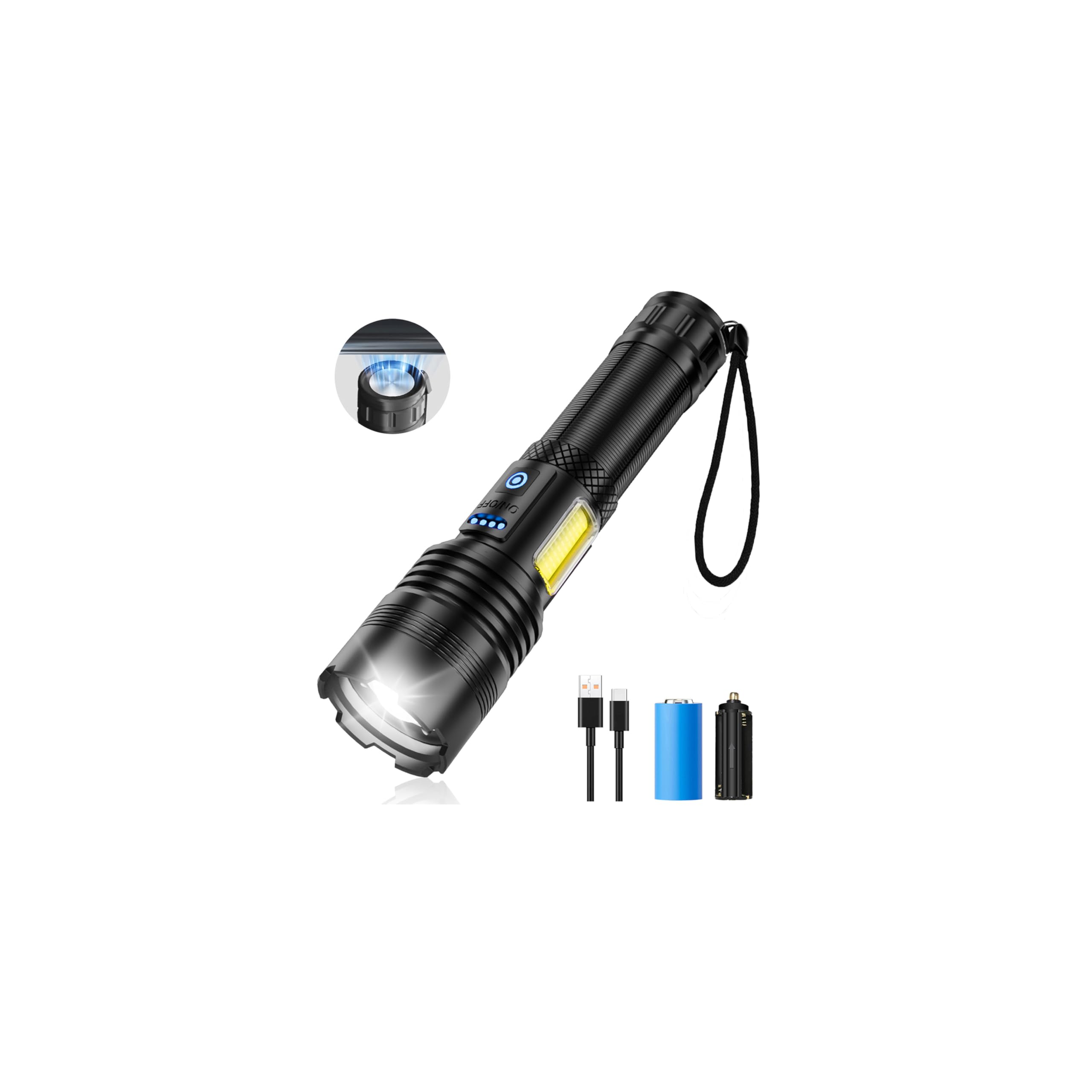Powerful LED Flashlight with XHP160 LED and 5800mAh Compatible with AAA Zoom IPX6 7 Lighting Aluminum Alloy Mobile SOS Ideal for Emergency and Power
Powerful LED Flashlight with XHP160 LED and 5800mAh Compatible with AAA Zoom IPX6 7 Lighting Aluminum Alloy Mobile SOS Ideal for Emergency and Power