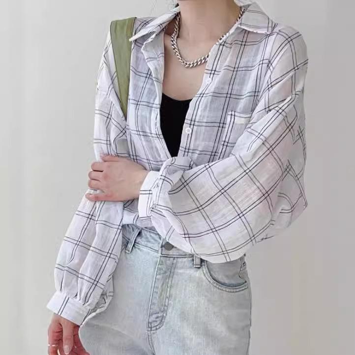 Korean Style Loose Plaid Long Sleeve Shirt - Women s Fashionable Sun Protection Top Small білий
Korean Style Loose Plaid Long Sleeve Shirt - Women s Fashionable Sun Protection Top Small білий