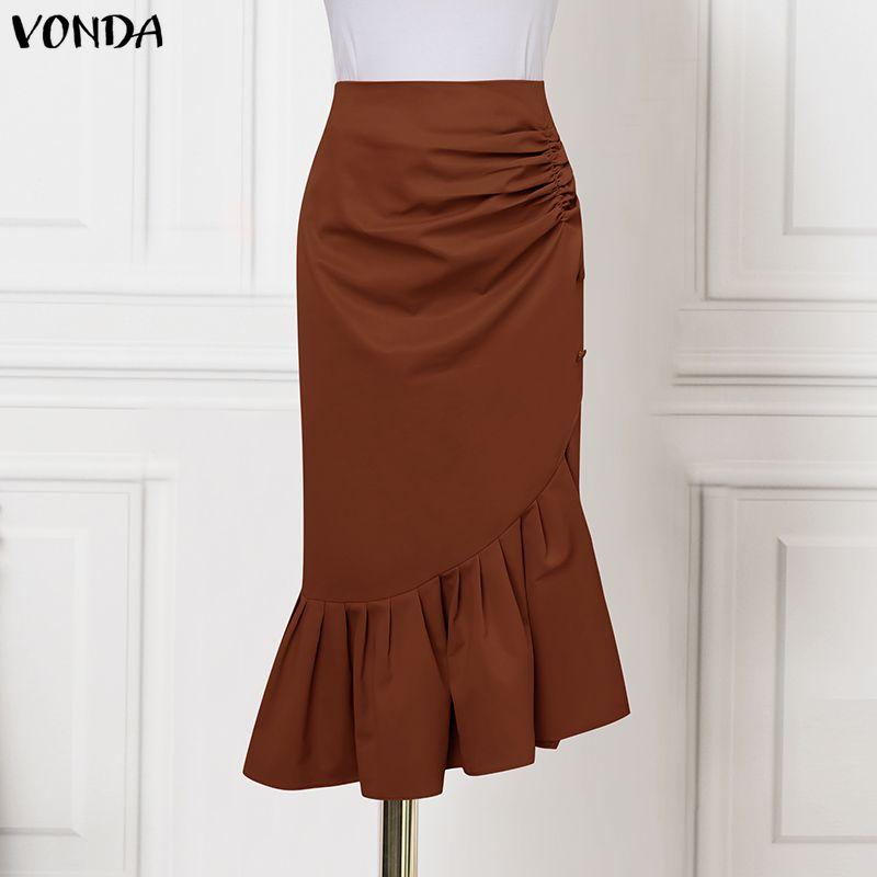 VONDA Elegant Women Ruffled Zip-up Waist Side Splits Irregular Casual Party Skirts Dress 5XL світло-коричневого кольору
VONDA Elegant Women Ruffled Zip-up Waist Side Splits Irregular Casual Party Skirts Dress 5XL світло-коричневого кольору