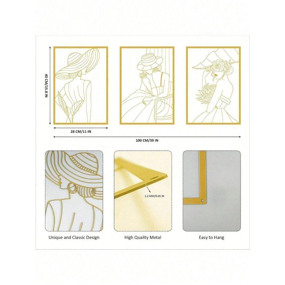 3pcs Modern Metal Wall Art Abstract Woman Figure Painting for Living Room Bedroom Office Decor Easy Install Housewarming Gift TY3734-01
3pcs Modern Metal Wall Art Abstract Woman Figure Painting for Living Room Bedroom Office Decor Easy Install Housewarming Gift TY3734-01