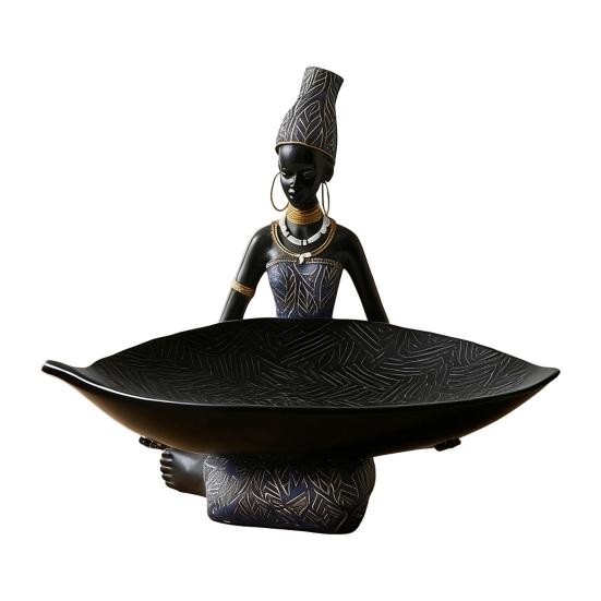 African Woman Holding Leaf Bowl Resin Statue Tribal Kneeling Figurine Jewelry Tray Desktop Decorative Snack Holder for Home Shelf Decor синій
African Woman Holding Leaf Bowl Resin Statue Tribal Kneeling Figurine Jewelry Tray Desktop Decorative Snack Holder for Home Shelf Decor синій
