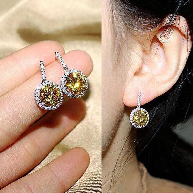Huitan Blue/Pink/Red/Yellow Round CZ Dangle Earrings for Women Silver Plated Temperament Elegant Female Earrings Wedding Jewelry
Huitan Blue/Pink/Red/Yellow Round CZ Dangle Earrings for Women Silver Plated Temperament Elegant Female Earrings Wedding Jewelry