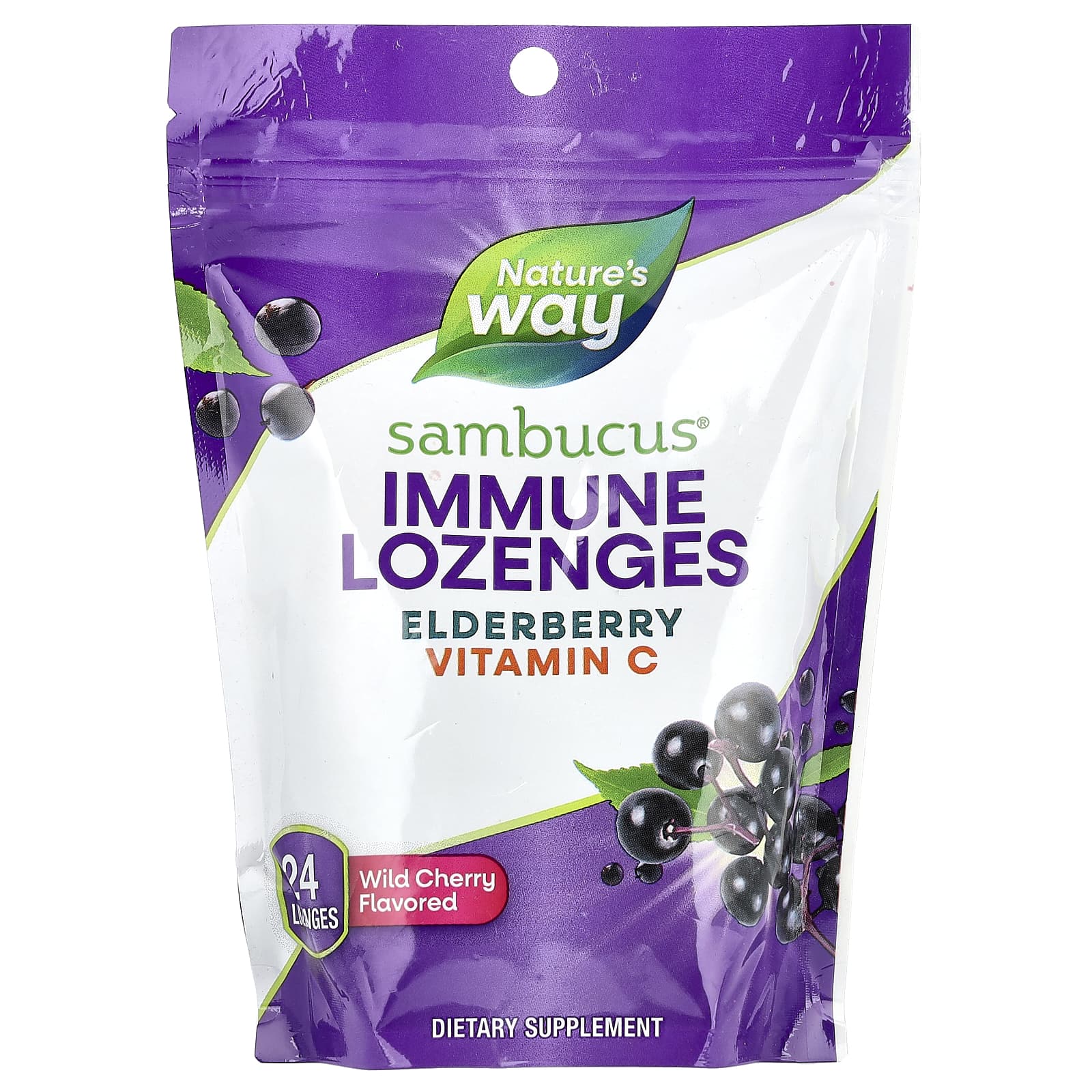 Nature S Way, Sambucus® Immune Lozenges, Elderberry, Vitamin C, Wild Cherry, 24 Lozenges
Nature S Way, Sambucus® Immune Lozenges, Elderberry, Vitamin C, Wild Cherry, 24 Lozenges