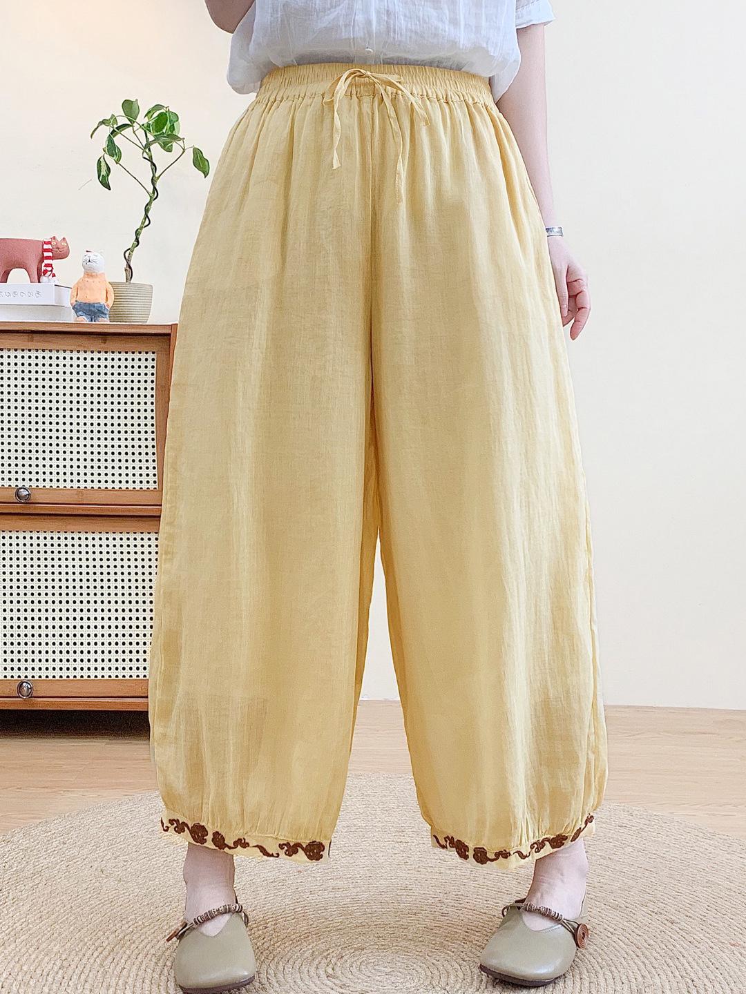 Wide-Leg Hemp Embroidered Casual Pants with Elastic Waist - Spring 2026 Collection One Size
Wide-Leg Hemp Embroidered Casual Pants with Elastic Waist - Spring 2026 Collection One Size