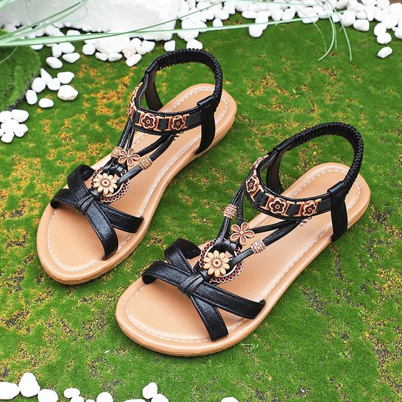 Женские сандалии летние плоские нарядные повседневные шлепанцы с Т-образным ремешком, удобные для ходьбы 38 чёрный