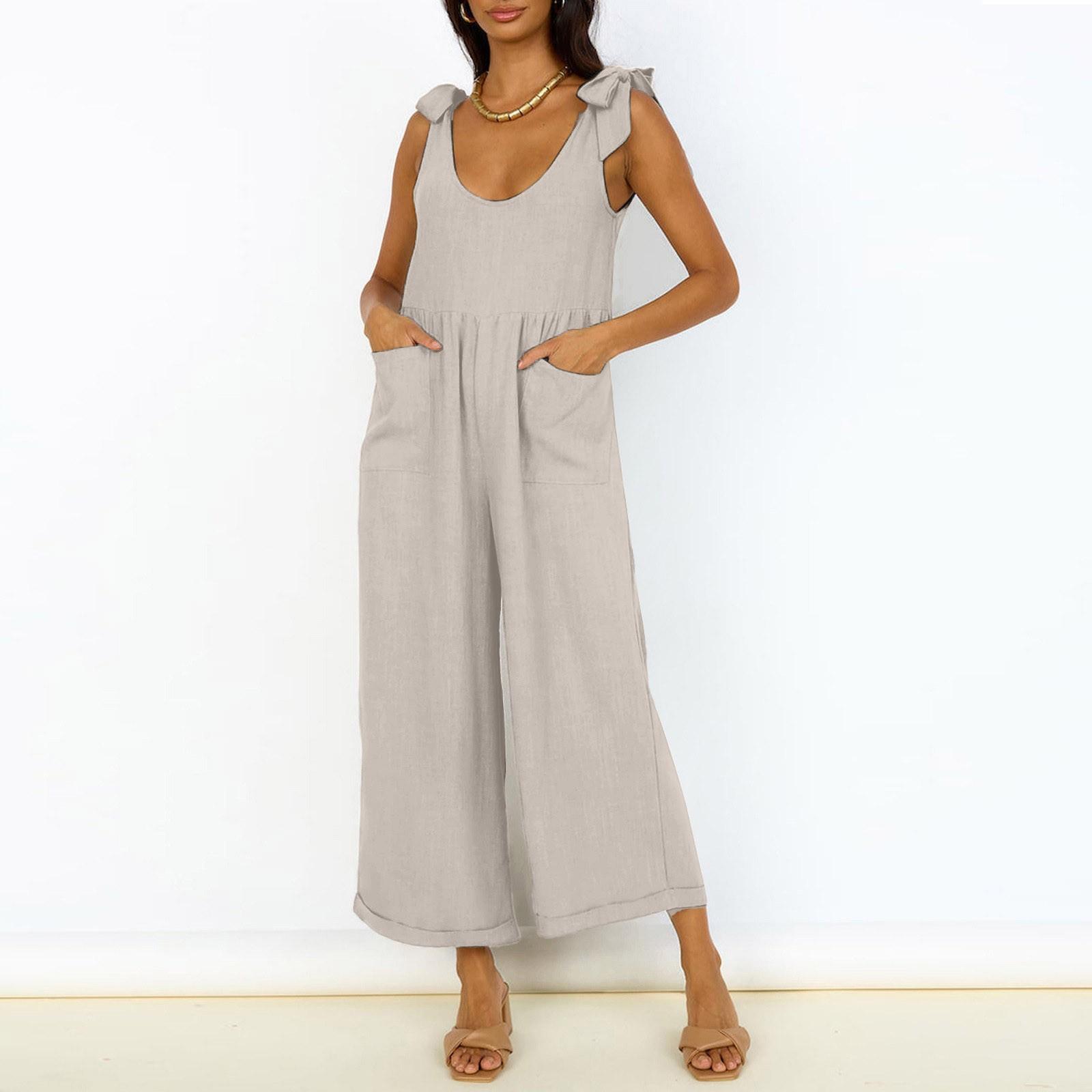 Женский модный летний повседневный однотонный свободный комбинезон без рукавов с широкими штанинами XXL светло-серый
Женский модный летний повседневный однотонный свободный комбинезон без рукавов с широкими штанинами XXL светло-серый