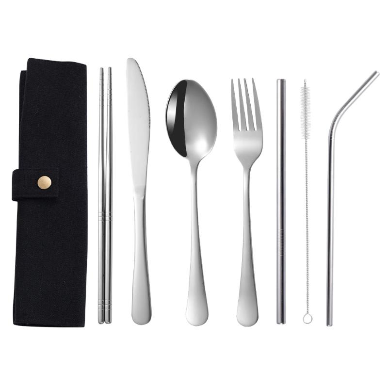 8Pcs/Set Tableware Travel Cutlery Set 430 Stainless Steel Spoon Fork Chopsticks Straw Brush Portable Case Camping Utensils A
8Pcs/Set Tableware Travel Cutlery Set 430 Stainless Steel Spoon Fork Chopsticks Straw Brush Portable Case Camping Utensils A