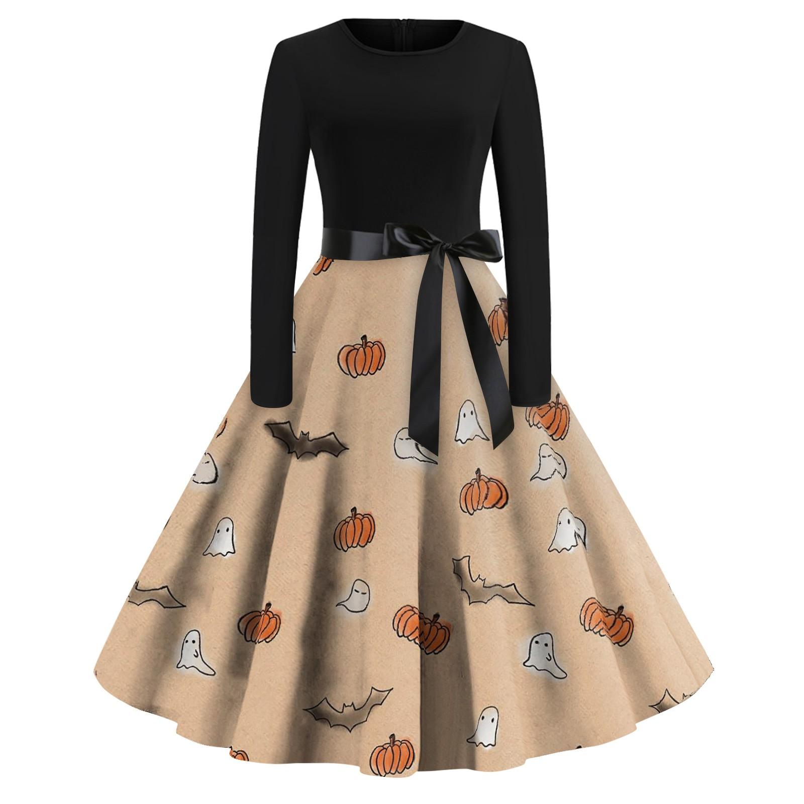 Halloween Print Flare Dress For Women Long Sleeve Dress Hollow Party Casual Dresses L бежевий
Halloween Print Flare Dress For Women Long Sleeve Dress Hollow Party Casual Dresses L бежевий