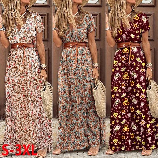Women s Fashion Vintage Dress Bohemian Retro Floral Elegant Ladies Dress Loose Casual Long One-piece Dress Include Belt L
Women s Fashion Vintage Dress Bohemian Retro Floral Elegant Ladies Dress Loose Casual Long One-piece Dress Include Belt L