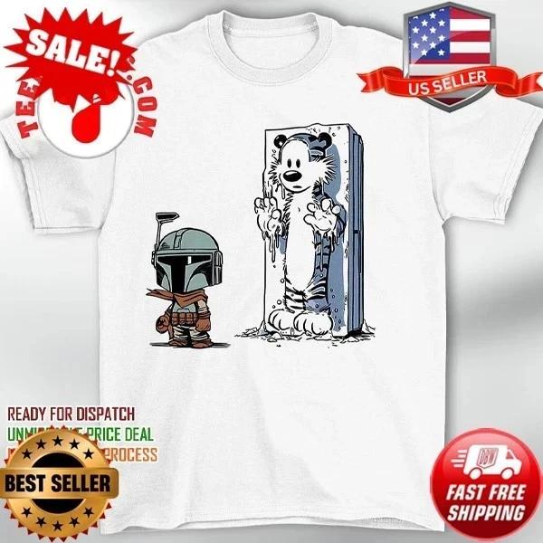 Calvin and Hobbes Boba Fett and Han Solo frozen in carbonite shirt XL
Calvin and Hobbes Boba Fett and Han Solo frozen in carbonite shirt XL