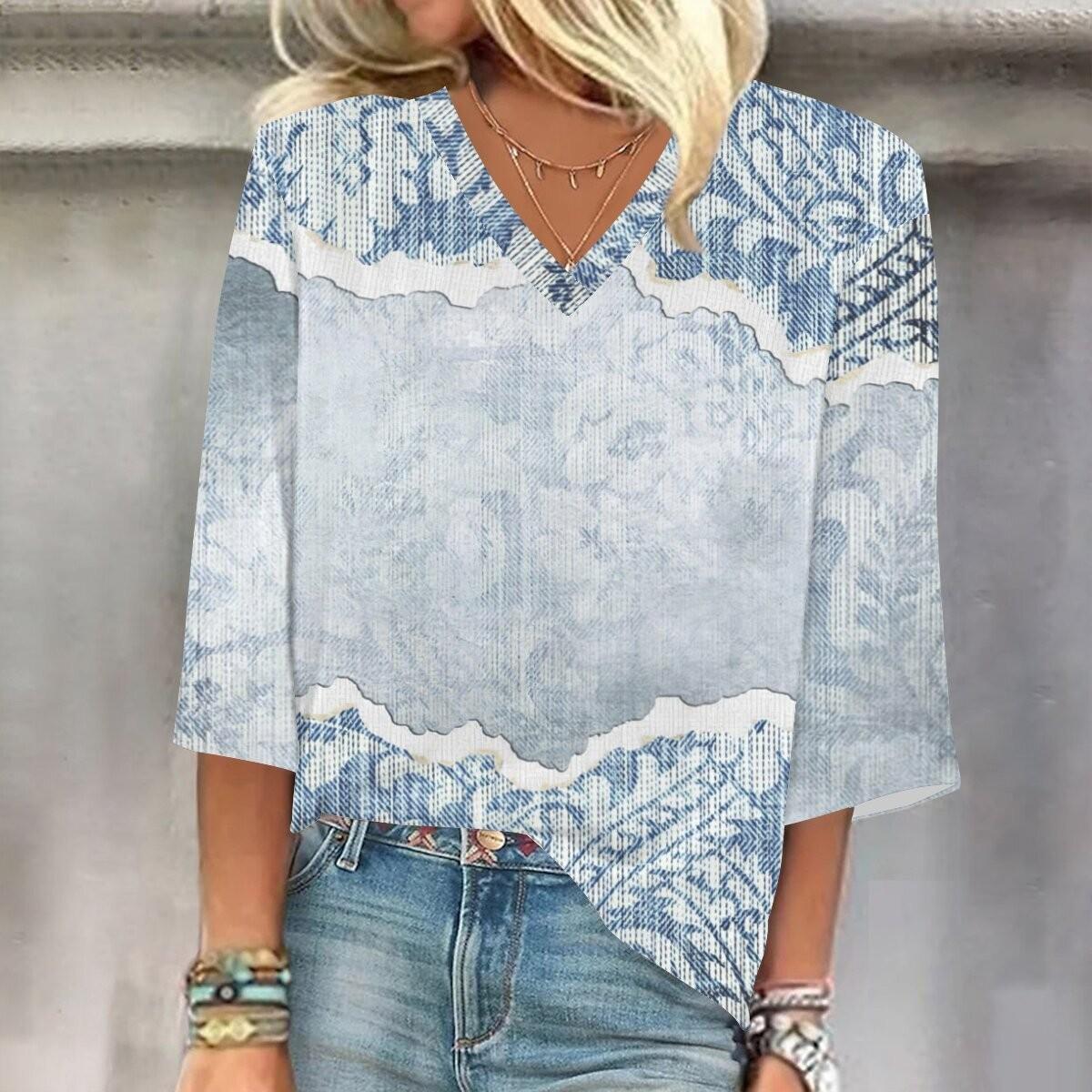 Жіноча сорочка Блузка Повсякденні вільні сорочки з принтом 3/4 рукава Топи з V-подібним вирізом Топи з принтом Футболки Футболки M
Жіноча сорочка Блузка Повсякденні вільні сорочки з принтом 3/4 рукава Топи з V-подібним вирізом Топи з принтом Футболки Футболки M