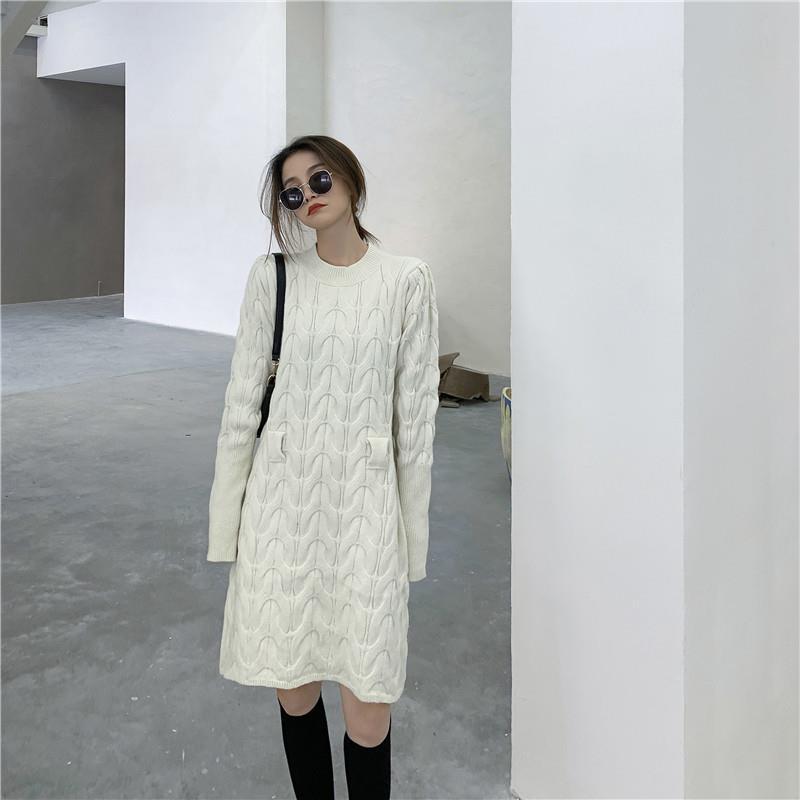 Осенне-зимняя мода нежный ветер мягкий восковой пуловер с косами с длинным рукавом юбка круглый вырез тонкая талия облегающее бедра вязаное платье one size fits all
Осенне-зимняя мода нежный ветер мягкий восковой пуловер с косами с длинным рукавом юбка круглый вырез тонкая талия облегающее бедра вязаное платье one size fits all