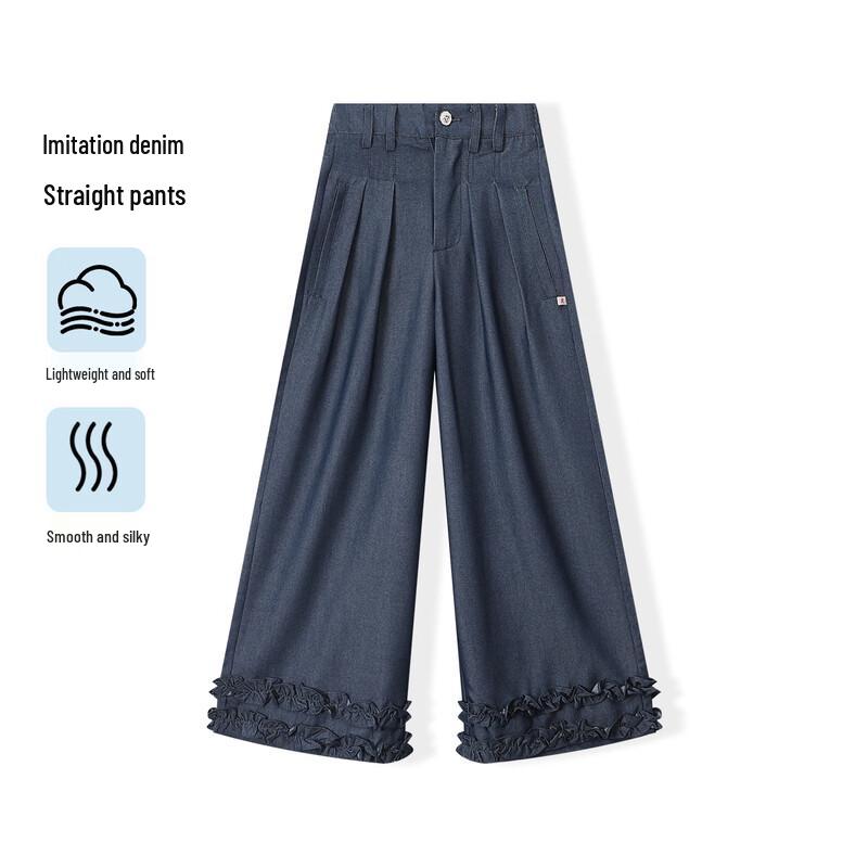 Girls Summer Ruffled Faux Denim Straight-Leg Pants 165
Girls Summer Ruffled Faux Denim Straight-Leg Pants 165