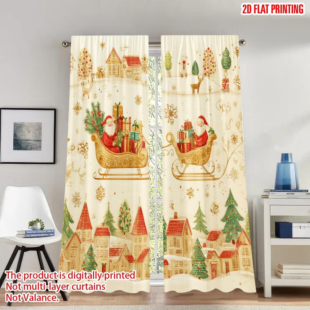 Set Of 2 Flat Printing Happy Christmas Scene Curtains Village Santa Sleigh Gift Digital Printed Polyester Drapes Party Curtain W100*H70(CM)-Hooks&2PCS
Set Of 2 Flat Printing Happy Christmas Scene Curtains Village Santa Sleigh Gift Digital Printed Polyester Drapes Party Curtain W100*H70(CM)-Hooks&2PCS