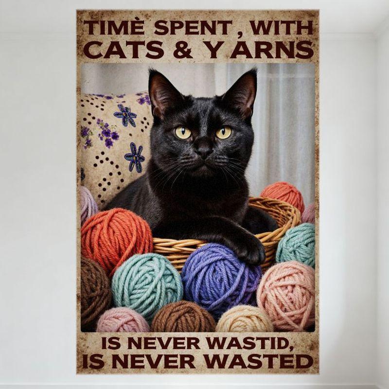 Vintage Black Cat Yellow Eyes Wicker Basket Colorful Yarns Poster Time Spent With Cats & Yarns Metal Tin Sign for Home Bar Cafe 20x30cm(7.8x11.8inch)
Vintage Black Cat Yellow Eyes Wicker Basket Colorful Yarns Poster Time Spent With Cats & Yarns Metal Tin Sign for Home Bar Cafe 20x30cm(7.8x11.8inch)