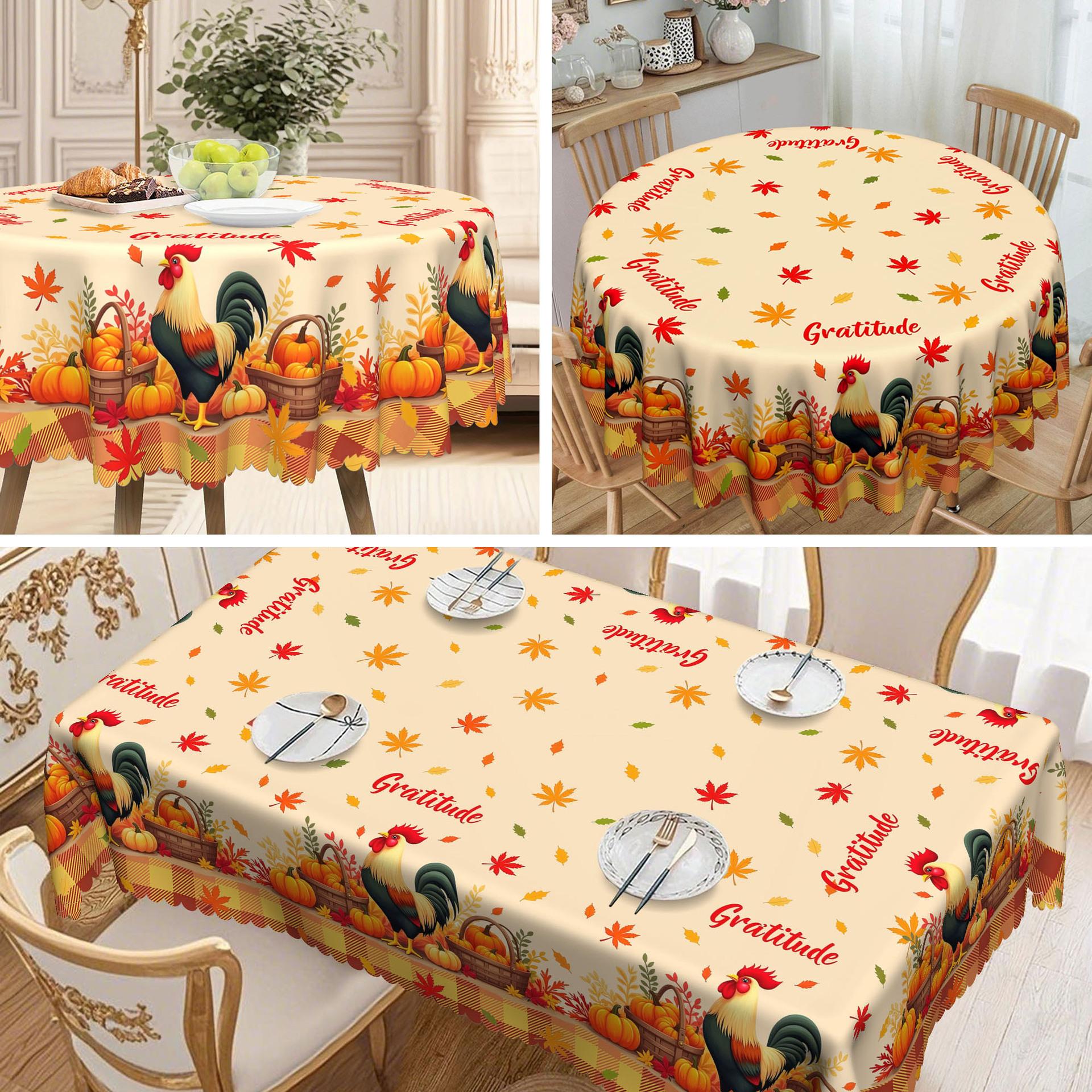 1 Piece Thanksgiving Tablecloth, Rooster Pumpkin Maple Leaf Design, Suitable For Round And Long Tables In Autumn round tablecloth-152x152cm
1 Piece Thanksgiving Tablecloth, Rooster Pumpkin Maple Leaf Design, Suitable For Round And Long Tables In Autumn round tablecloth-152x152cm