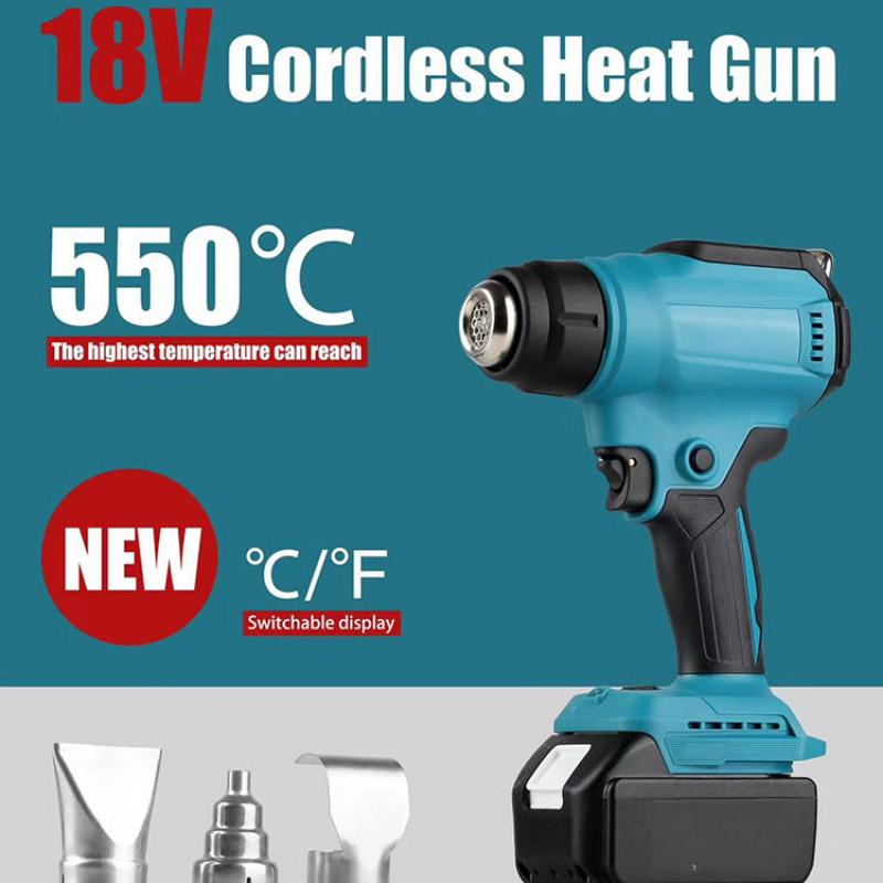 18V Cordless Portable Electric Hot Air Gun LED Temperature Display Soldering Thermal Blower Heat Shrink Wrapping Tool
18V Cordless Portable Electric Hot Air Gun LED Temperature Display Soldering Thermal Blower Heat Shrink Wrapping Tool