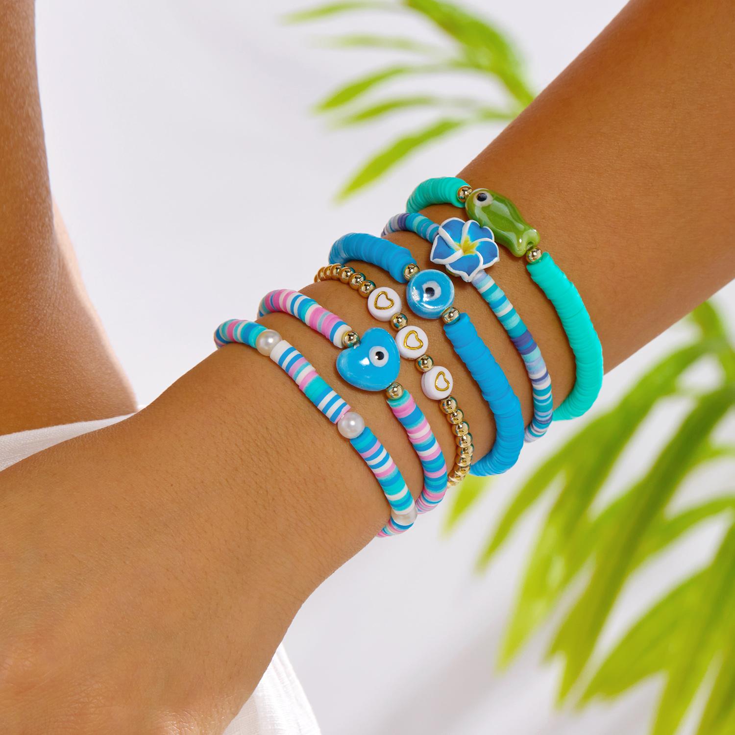 Multilayer Polymer Clay Beaded Bracelets Set for Women Ceramic Fish Heart Flowers Stretch Bangles Y2K Summer Jewelry Accessories
Multilayer Polymer Clay Beaded Bracelets Set for Women Ceramic Fish Heart Flowers Stretch Bangles Y2K Summer Jewelry Accessories