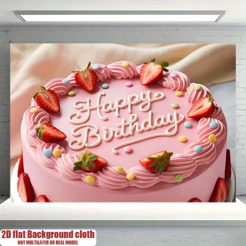 2D Sweet Pink Birthday Cake Backdrop with Strawberry Sprinkles Party Banner 47.2x31.5inch/120*80cm
2D Sweet Pink Birthday Cake Backdrop with Strawberry Sprinkles Party Banner 47.2x31.5inch/120*80cm