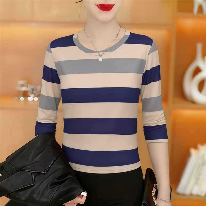Stylish, Age-Reducing Long-Sleeve Striped T-Shirt for Middle-Aged Women: Conceals Belly, Fashionable Design 2XL
Stylish, Age-Reducing Long-Sleeve Striped T-Shirt for Middle-Aged Women: Conceals Belly, Fashionable Design 2XL
