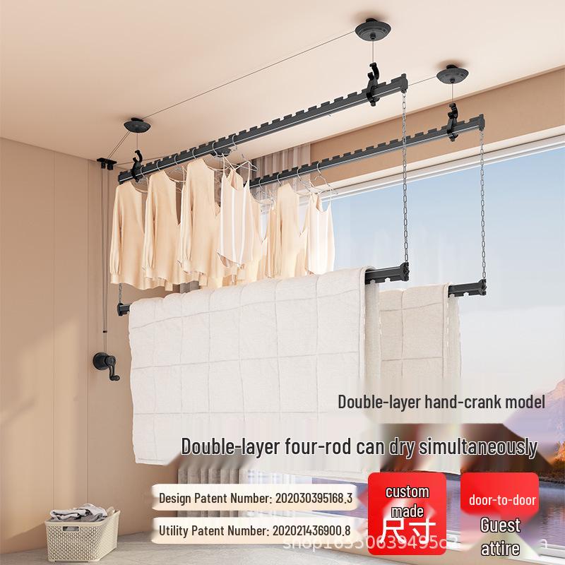 Four-Rod Hand-Crank Clothes Drying Rack for Balcony - Double-Layer, Side-Mounted Design Prestige White, Four Rods, 0.9m
Four-Rod Hand-Crank Clothes Drying Rack for Balcony - Double-Layer, Side-Mounted Design Prestige White, Four Rods, 0.9m