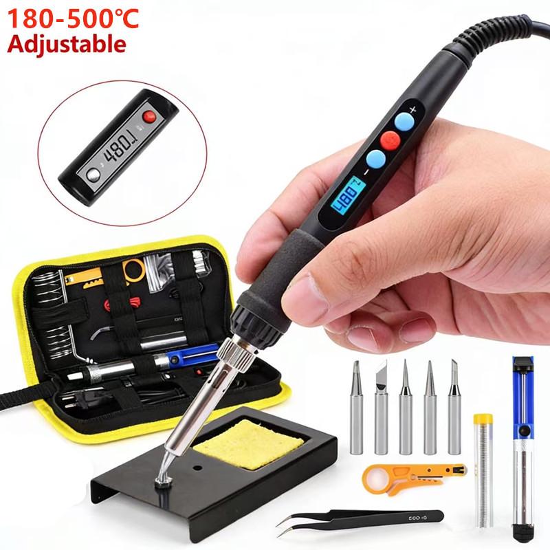 Adjustable Temperature 60W Electric Soldering Iron Set with Digital Display for Precise Repair and Welding Black American Standard 15-piece Set
Adjustable Temperature 60W Electric Soldering Iron Set with Digital Display for Precise Repair and Welding Black American Standard 15-piece Set