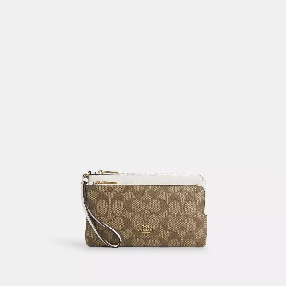 Coach Кошелек с двойной молнией из канвы Signature, цвет золотистого цвета, цвет хаки, мел
Coach Кошелек с двойной молнией из канвы Signature, цвет золотистого цвета, цвет хаки, мел