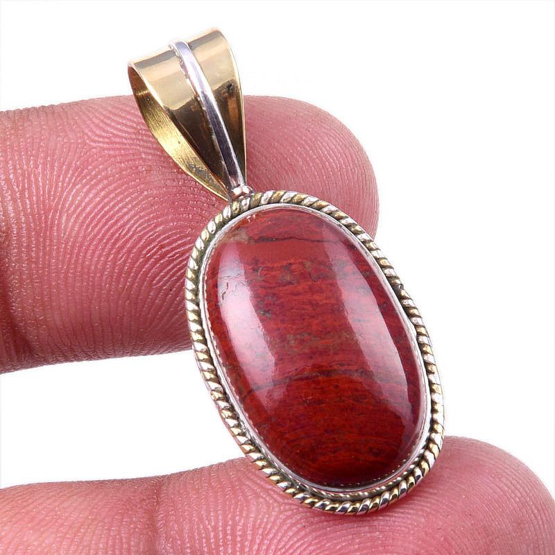 Natural Red Jasper Gemstone 925 Solid Sterling Silver TwoTone Pendant 1.50 s9O94
Natural Red Jasper Gemstone 925 Solid Sterling Silver TwoTone Pendant 1.50 s9O94