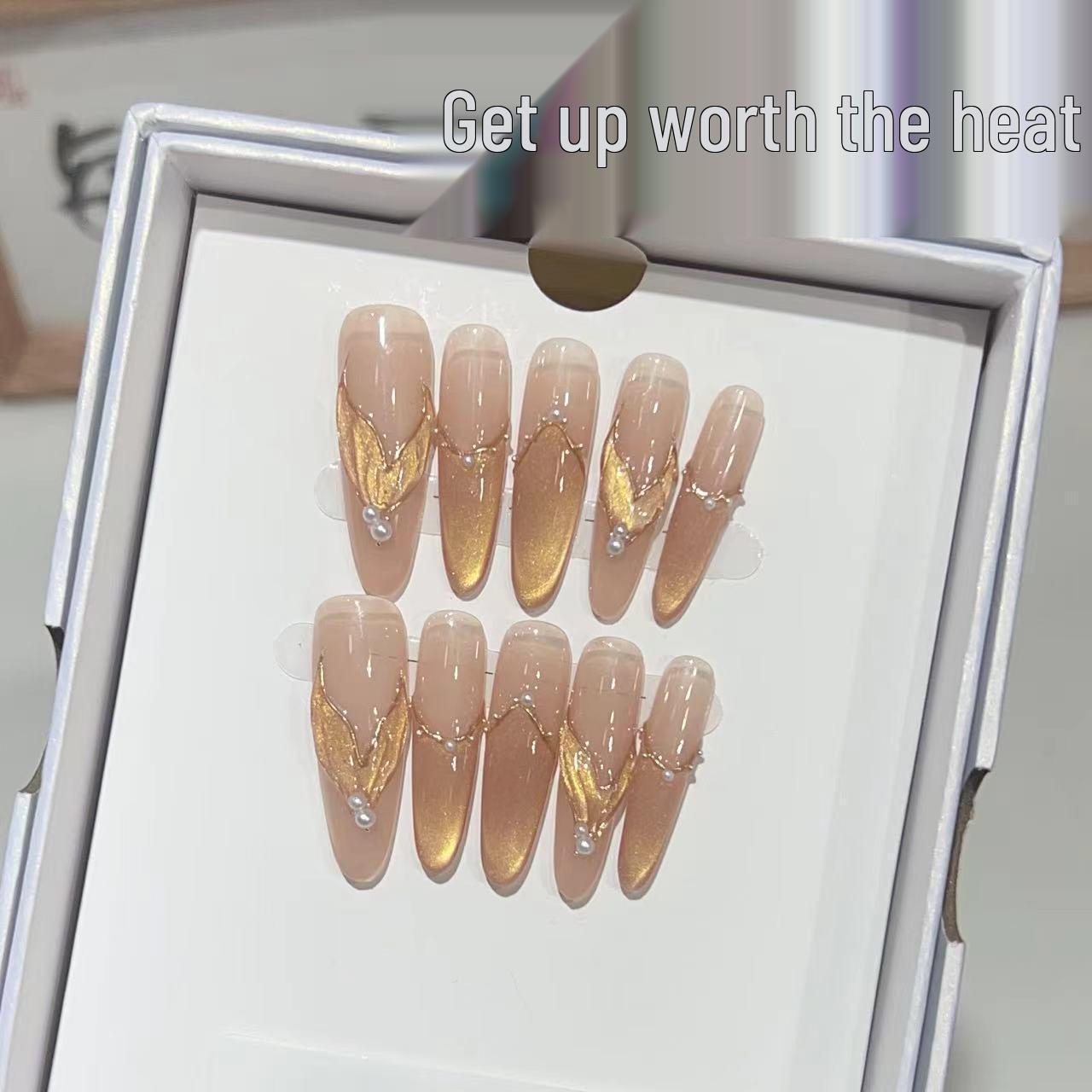 Thin Wearable Cat Eye Fishtail Nails - Handmade Nude Gold Magic Mirror French Style Nail Art Extra Small XS
Thin Wearable Cat Eye Fishtail Nails - Handmade Nude Gold Magic Mirror French Style Nail Art Extra Small XS