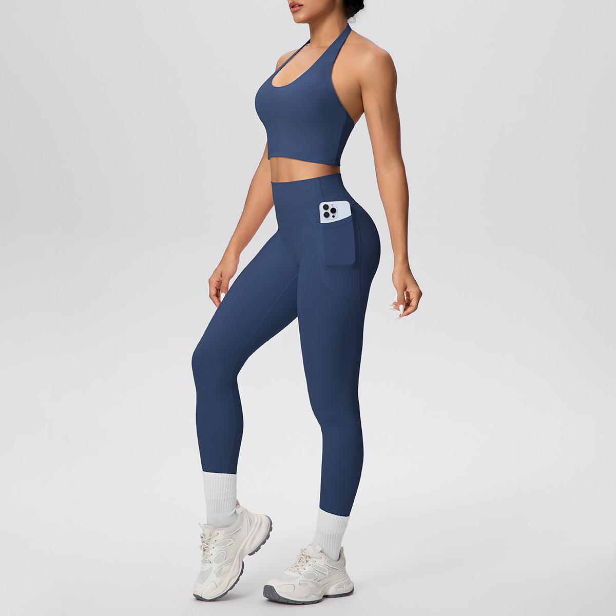 Women s Solid Color Two-Piece Yoga Suit: Brushed Hanging Neck Vest and Pocketed Pants for Running and Fitness Small
Women s Solid Color Two-Piece Yoga Suit: Brushed Hanging Neck Vest and Pocketed Pants for Running and Fitness Small