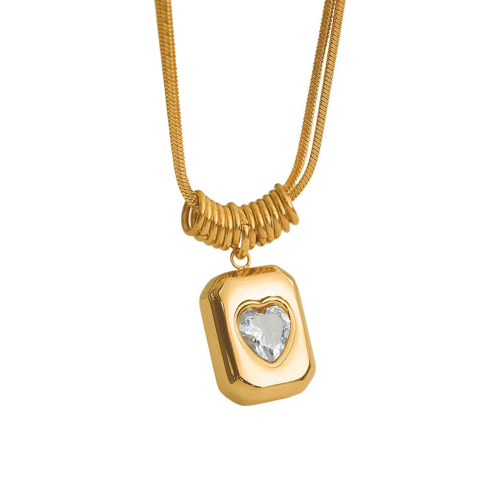 Cross-border Retro Geometric Peach Heart Love Pendant Collarbone Chain Premium Double-layer Snake Bone Chain Necklace Necklace Jewelry 2026 45CM
Cross-border Retro Geometric Peach Heart Love Pendant Collarbone Chain Premium Double-layer Snake Bone Chain Necklace Necklace Jewelry 2026 45CM