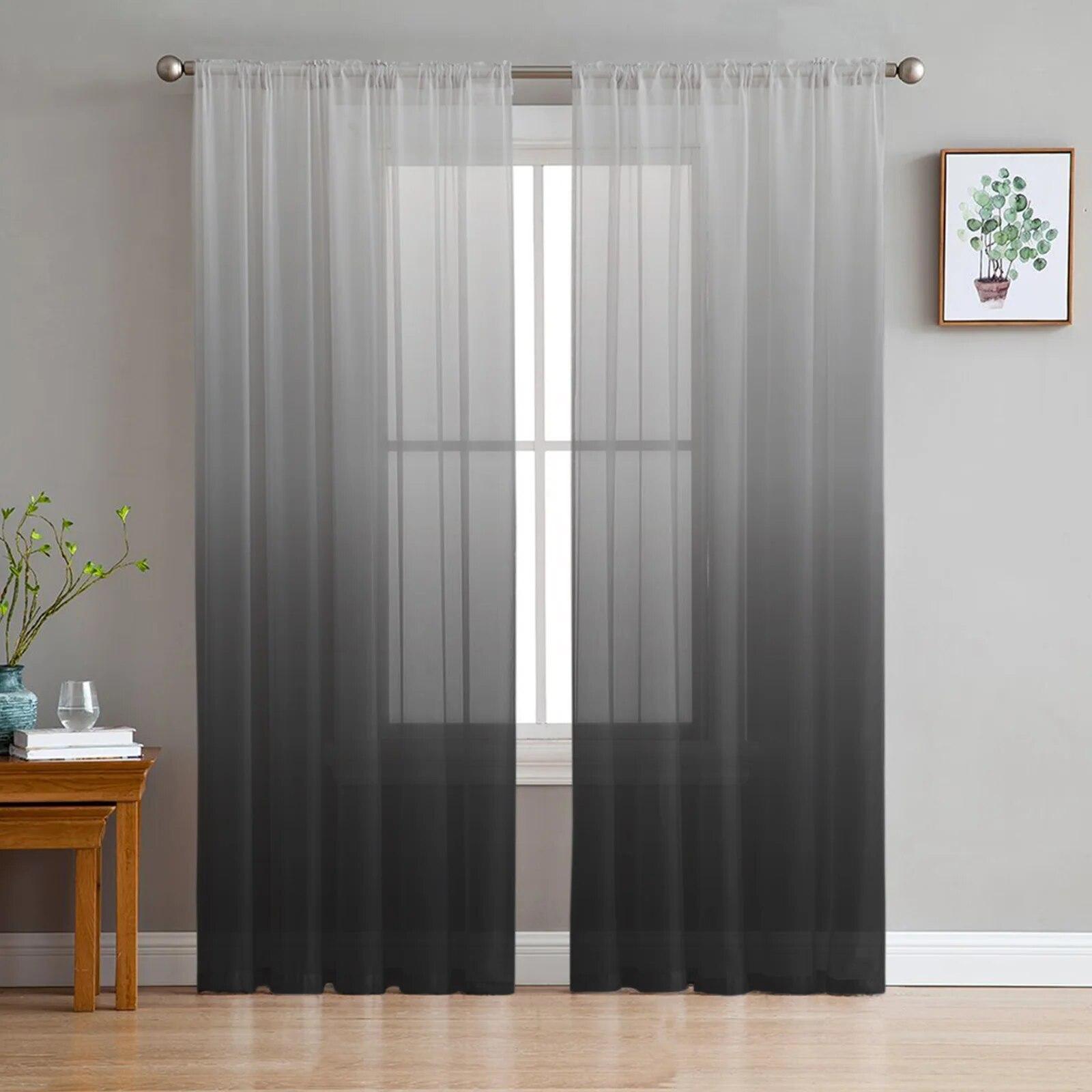 Сіро-чорні градієнтні тюлеві штори Вітальня Кухня Шифон Спальня Балкон Прозорий модний домашній декор 135W x 213H(cm) x 2
Сіро-чорні градієнтні тюлеві штори Вітальня Кухня Шифон Спальня Балкон Прозорий модний домашній декор 135W x 213H(cm) x 2