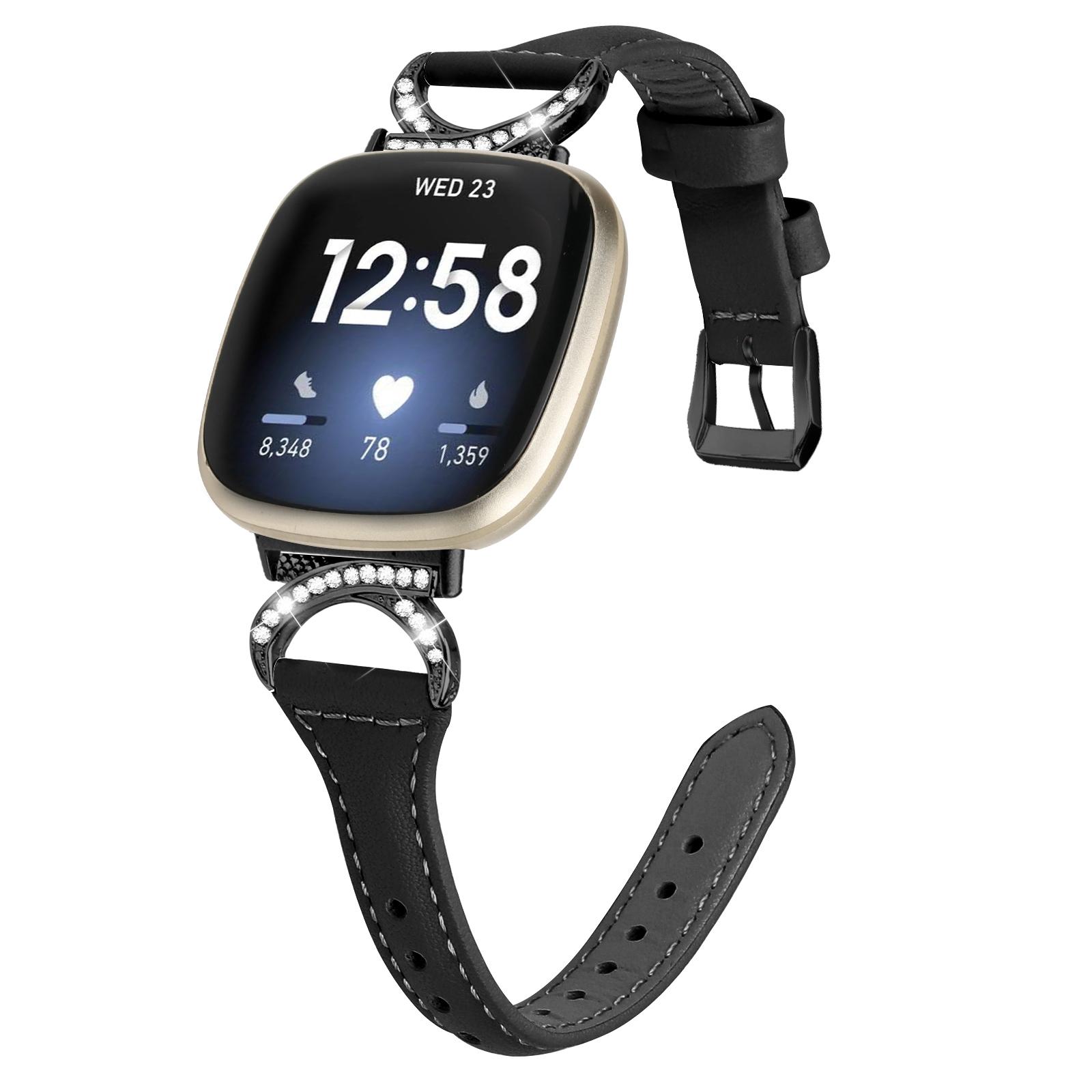 For Fitbit Versa 3/Versa 4/Sense/Sense 2 Rhinestone Watch Strap Genuine Cowhide Leather Watch Band with Black Buckle Black
For Fitbit Versa 3/Versa 4/Sense/Sense 2 Rhinestone Watch Strap Genuine Cowhide Leather Watch Band with Black Buckle Black