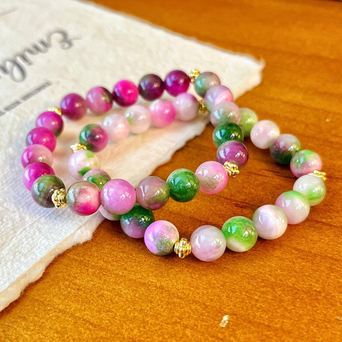 Vintage Summer Peach Blossom Color Pink Green Contrast Quartzite Natural Stone Bracelet Women S Hand Jewelry Bracelet
Vintage Summer Peach Blossom Color Pink Green Contrast Quartzite Natural Stone Bracelet Women S Hand Jewelry Bracelet