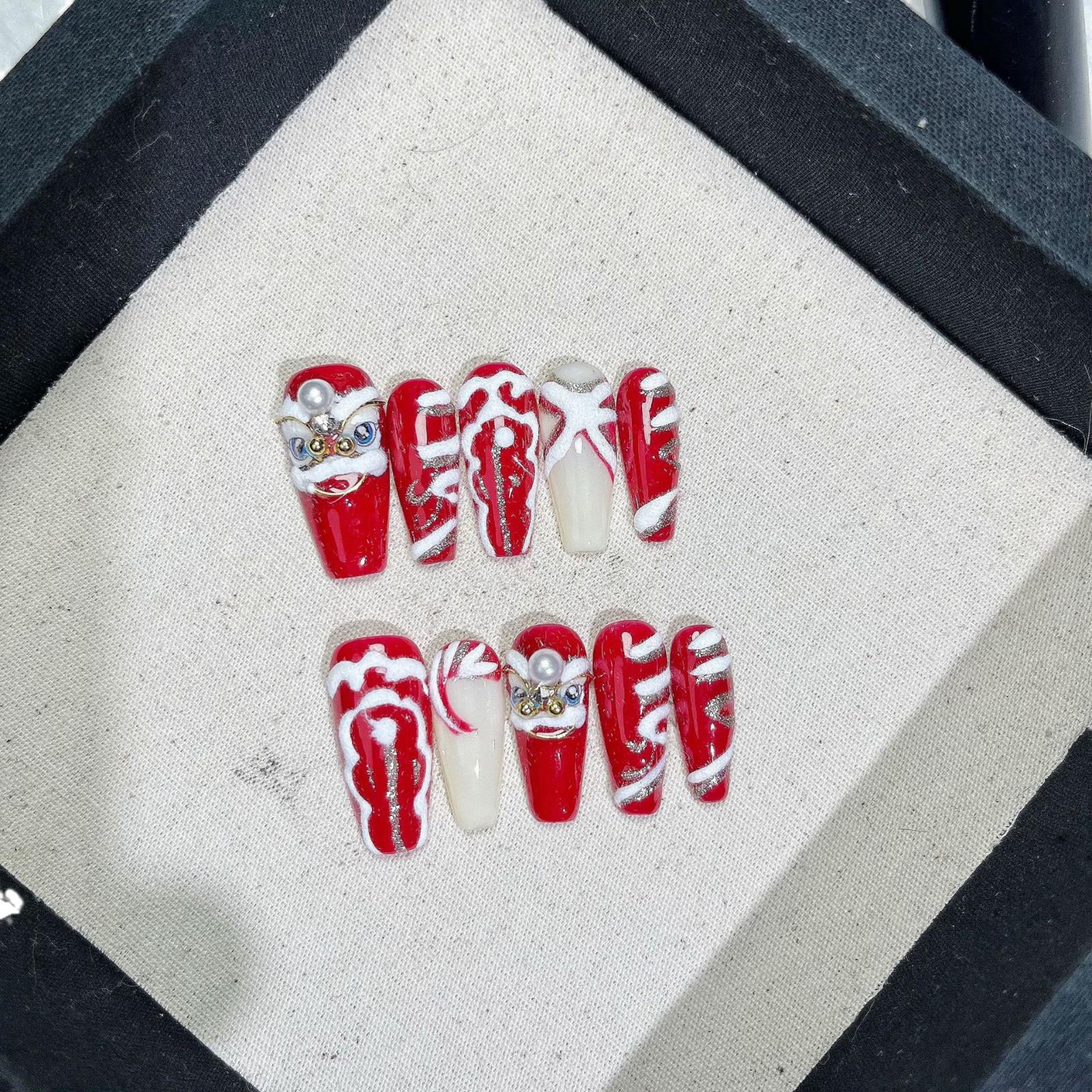 3D Расписанный вручную Праздничный носимый нейл-арт «Танец льва» - Бестселлер к китайскому Новому году Medium
3D Расписанный вручную Праздничный носимый нейл-арт «Танец льва» - Бестселлер к китайскому Новому году Medium